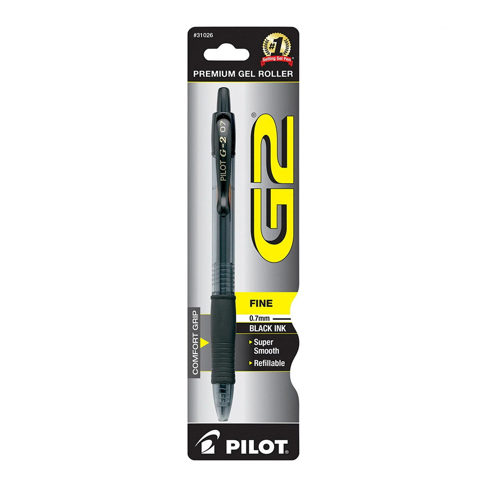Pilot G2 Premium Gel Roller Pens, Fine Point 0.7 mm, Black Ink, 1 Ea